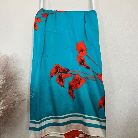 Ted Baker Claudi Fantasia Silk Turquoise Cape Scarf - Picture 4 of 4